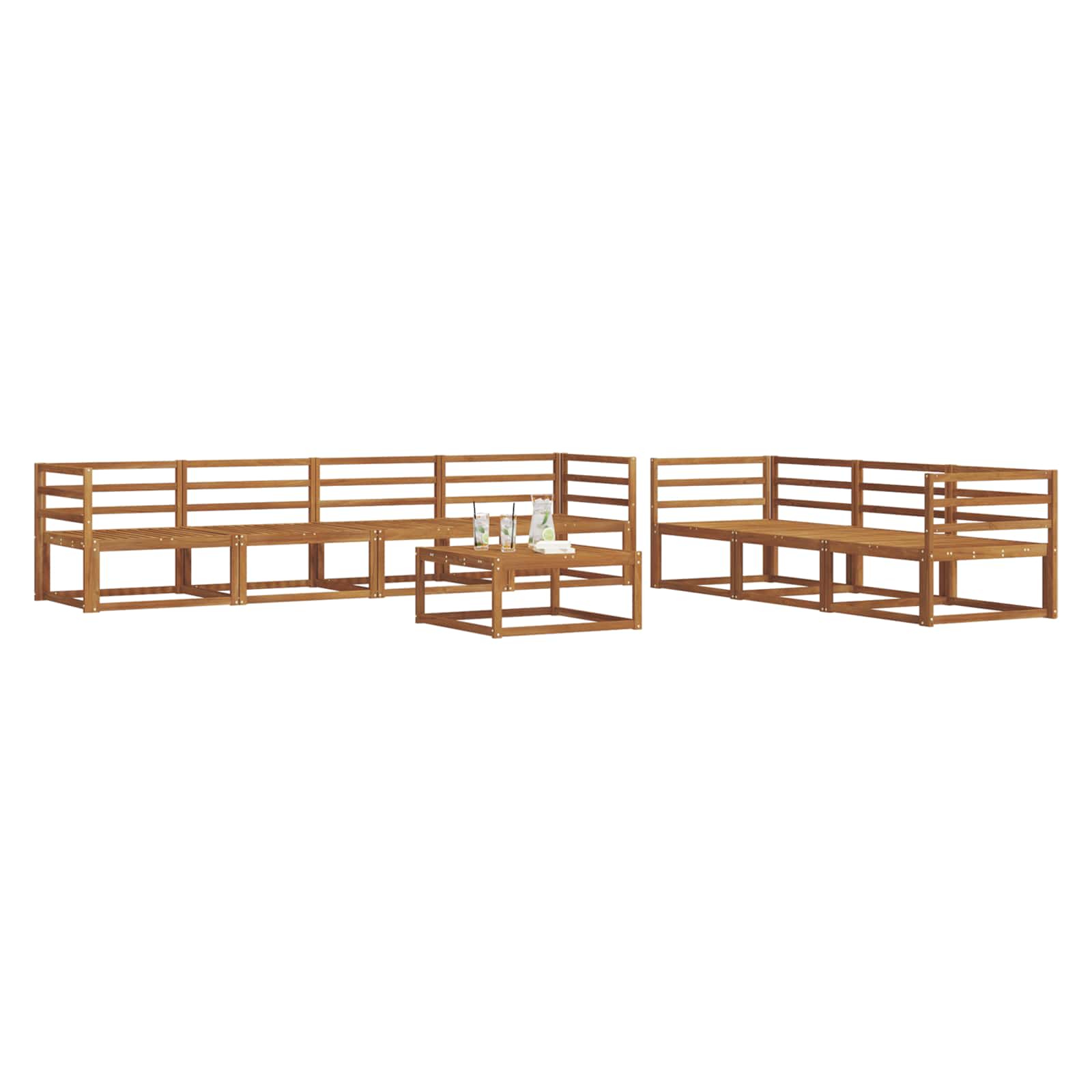 Set vanjskih sofa 8 pcs Prirodna Čvrsto drvo akacije