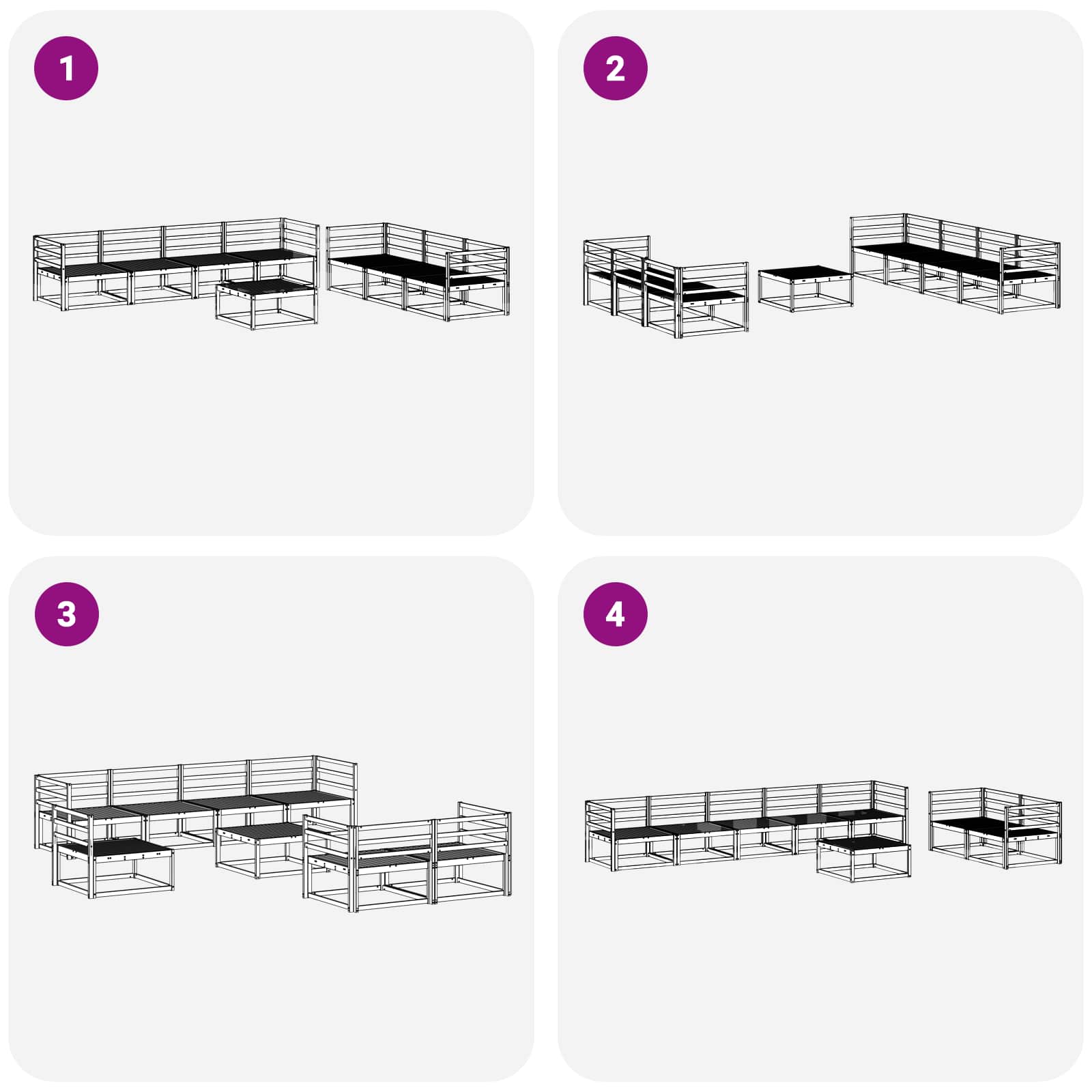 Set vanjskih sofa 8 pcs Prirodna Čvrsto drvo akacije