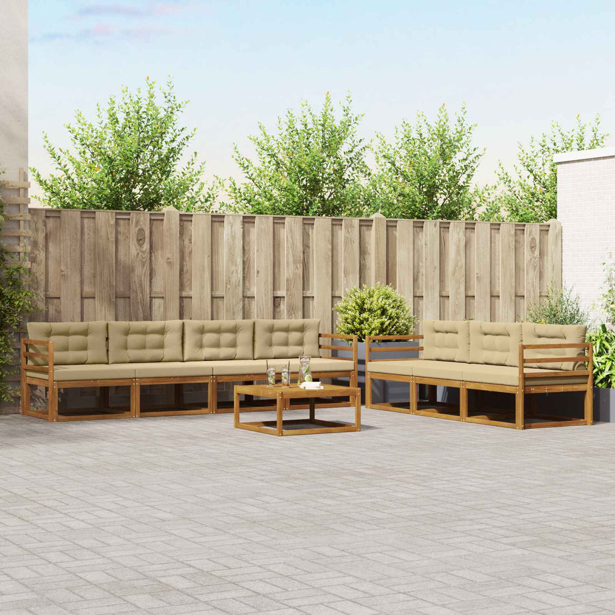 Set vanjskih sofa s jastukom 8 pcs Prirodna i bež