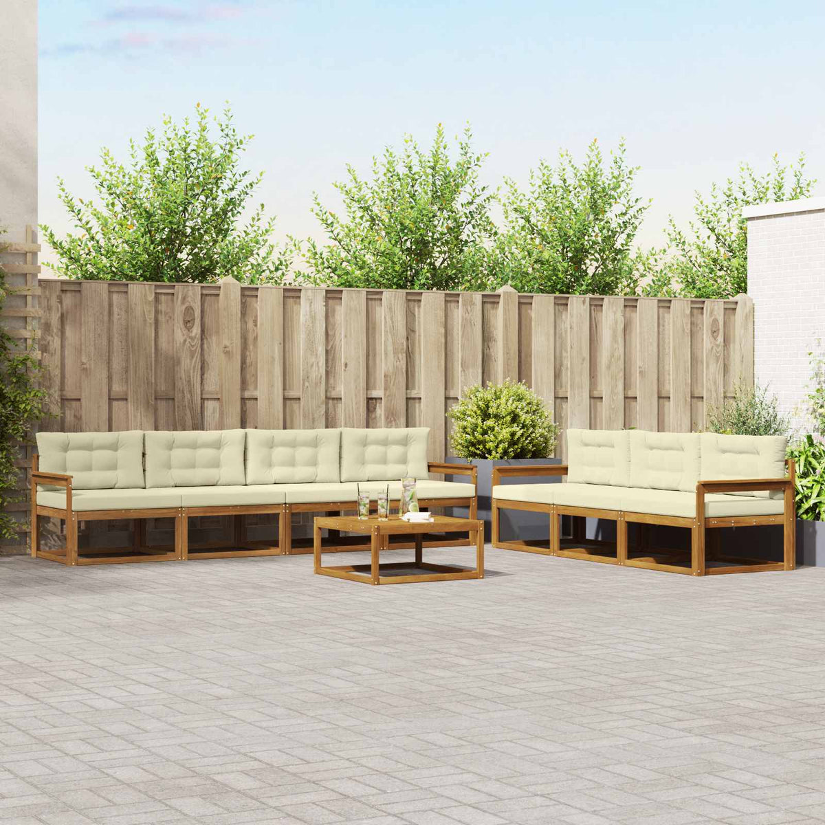 Set vanjskih sofa s jastukom 8 pcs Prirodna i krem
