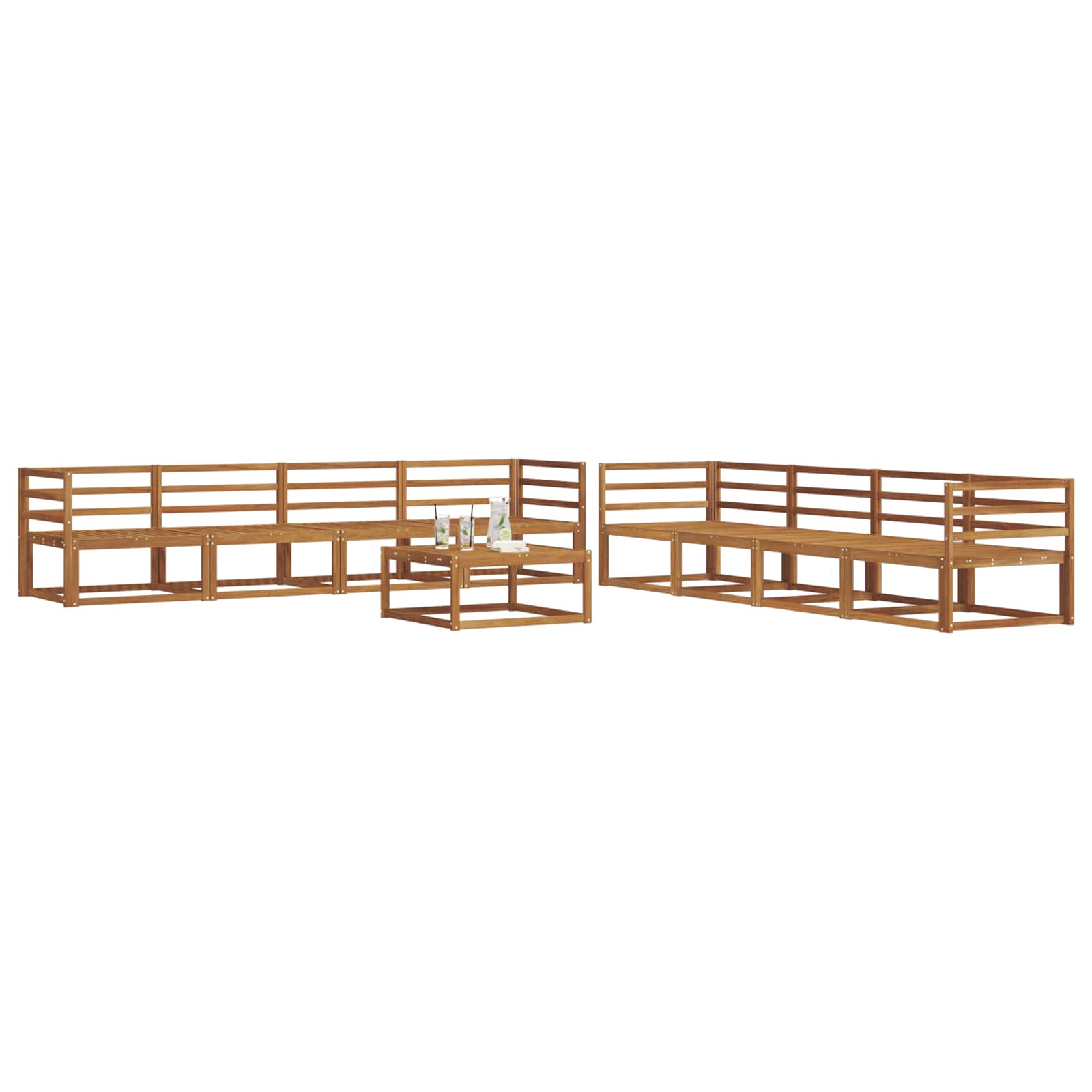 Set vanjskih sofa 9 pcs Prirodna Čvrsto drvo akacije