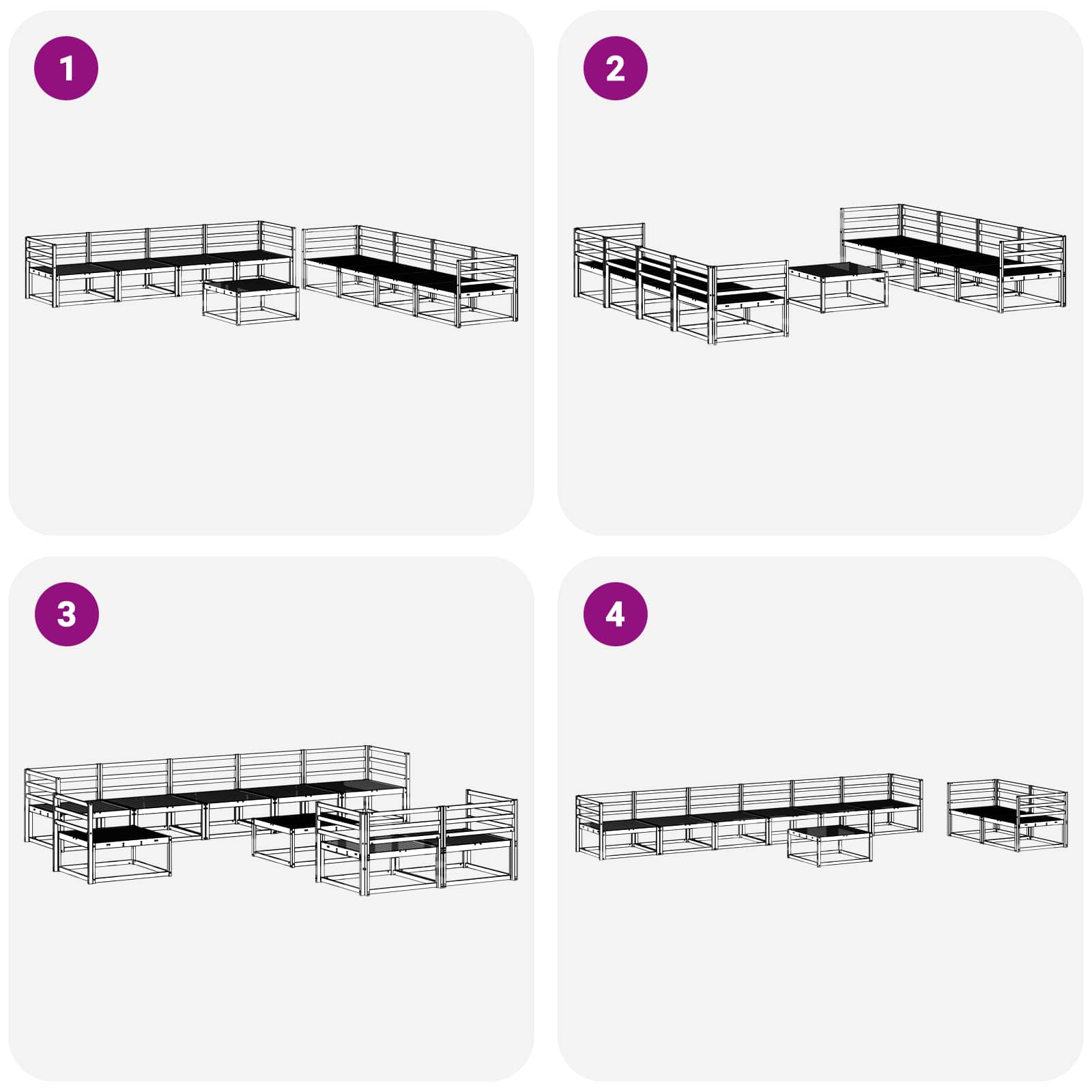 Set vanjskih sofa 9 pcs Prirodna Čvrsto drvo akacije