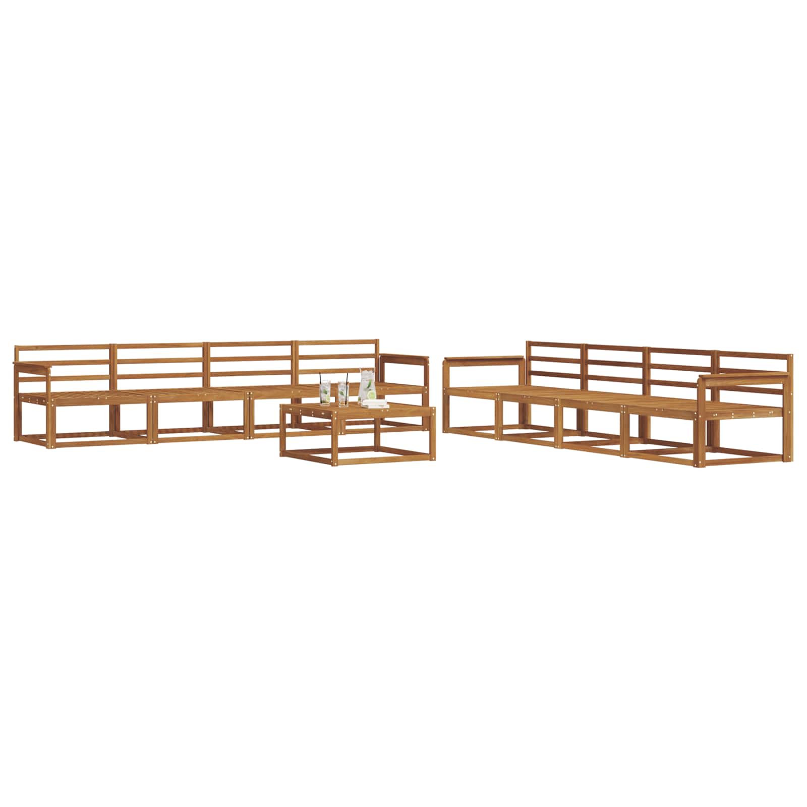 Set vanjskih sofa 9 pcs Prirodna Čvrsto drvo akacije
