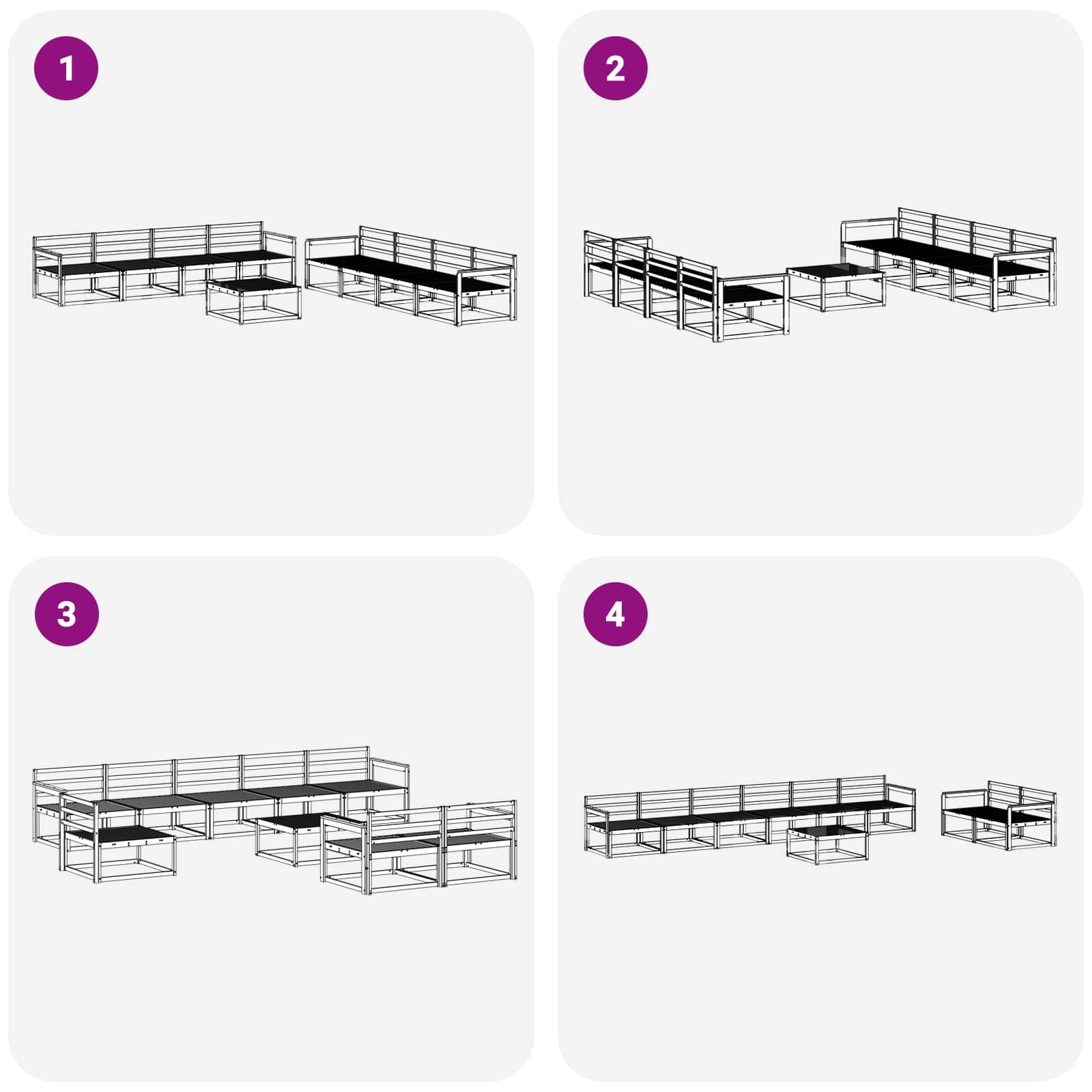 Set vanjskih sofa 9 pcs Prirodna Čvrsto drvo akacije