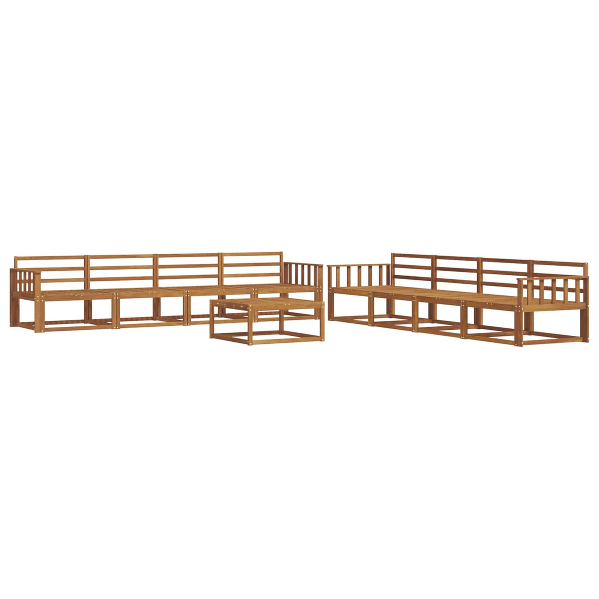 Set vanjskih sofa 9 pcs Prirodna Čvrsto drvo akacije
