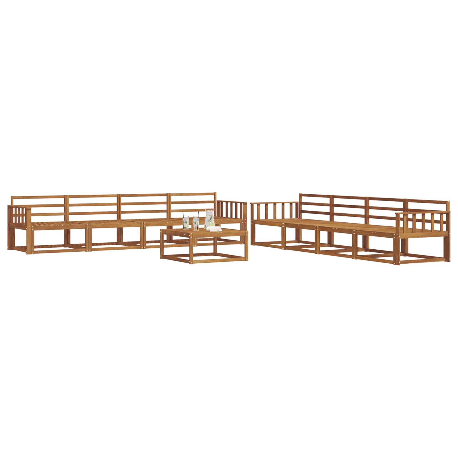 Set vanjskih sofa 9 pcs Prirodna Čvrsto drvo akacije