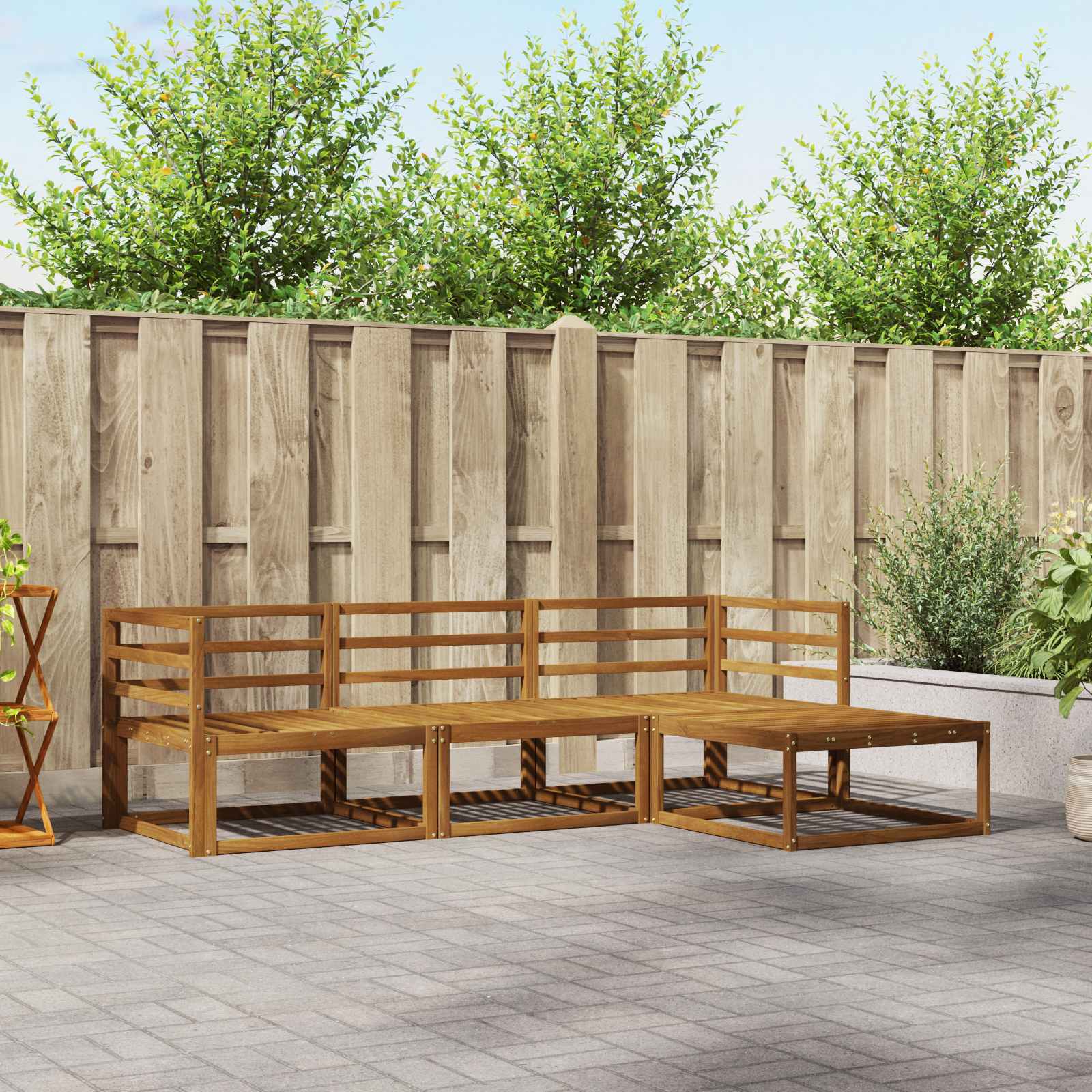 Set vanjskih sofa 4 pcs Prirodna Čvrsto drvo akacije