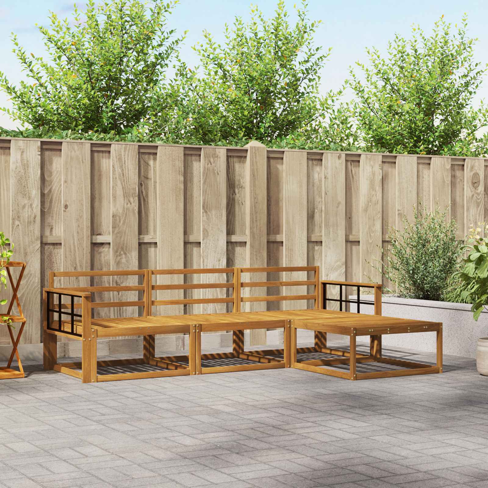Set vanjskih sofa 4 pcs Prirodna Čvrsto drvo akacije