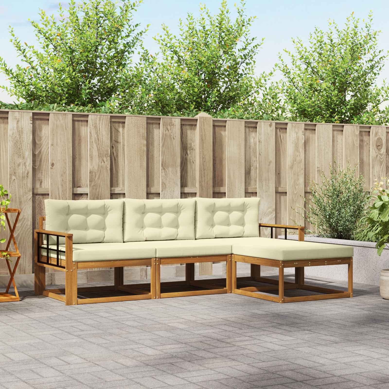 Set vanjskih sofa s jastukom 4 pcs Prirodna i krem