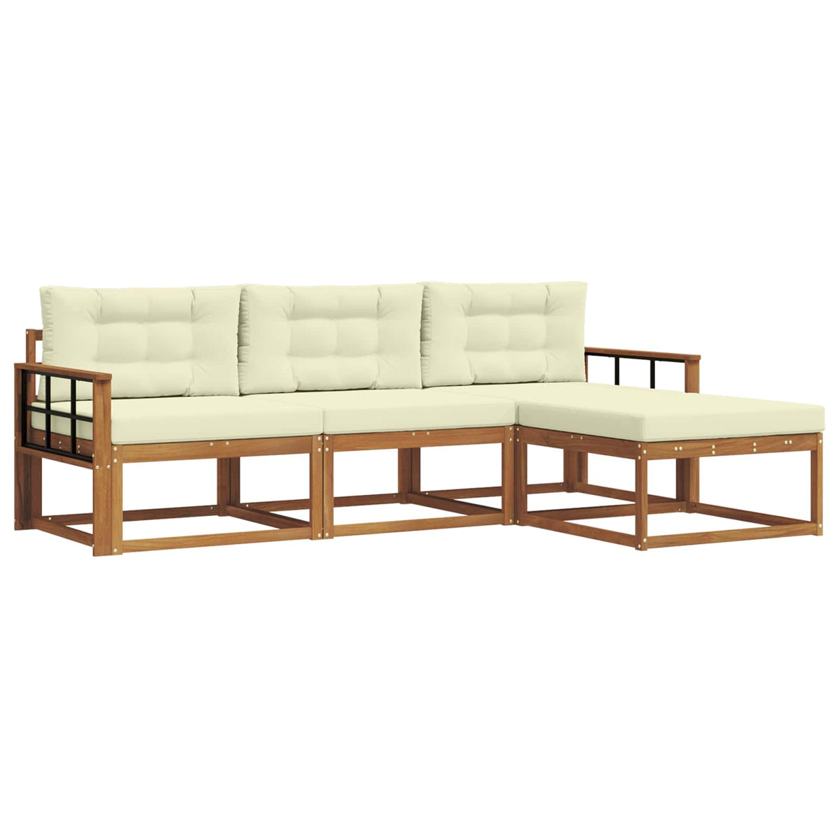 Set vanjskih sofa s jastukom 4 pcs Prirodna i krem