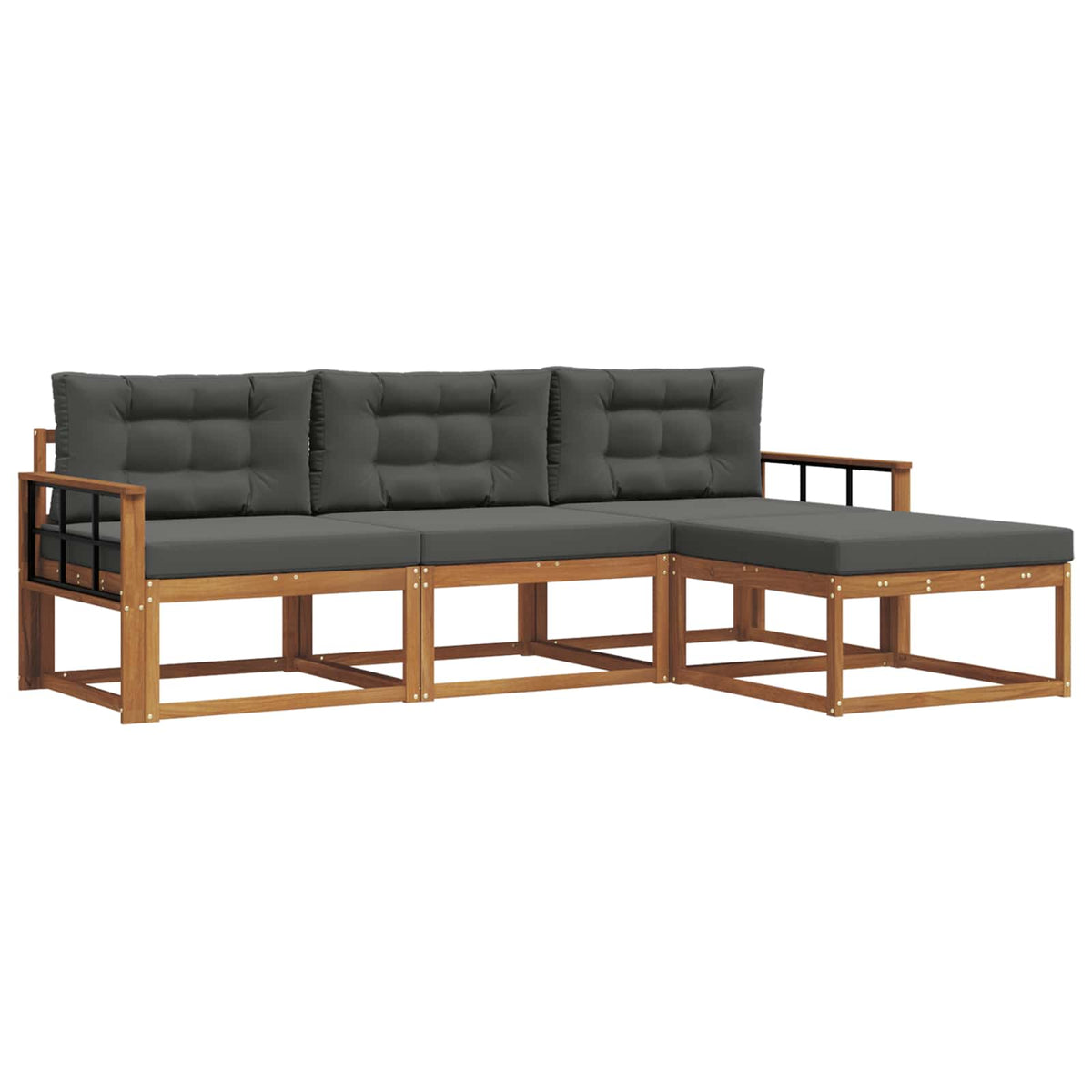 Set vanjskih sofa s jastukom 4 pcs Prirodna i antracit