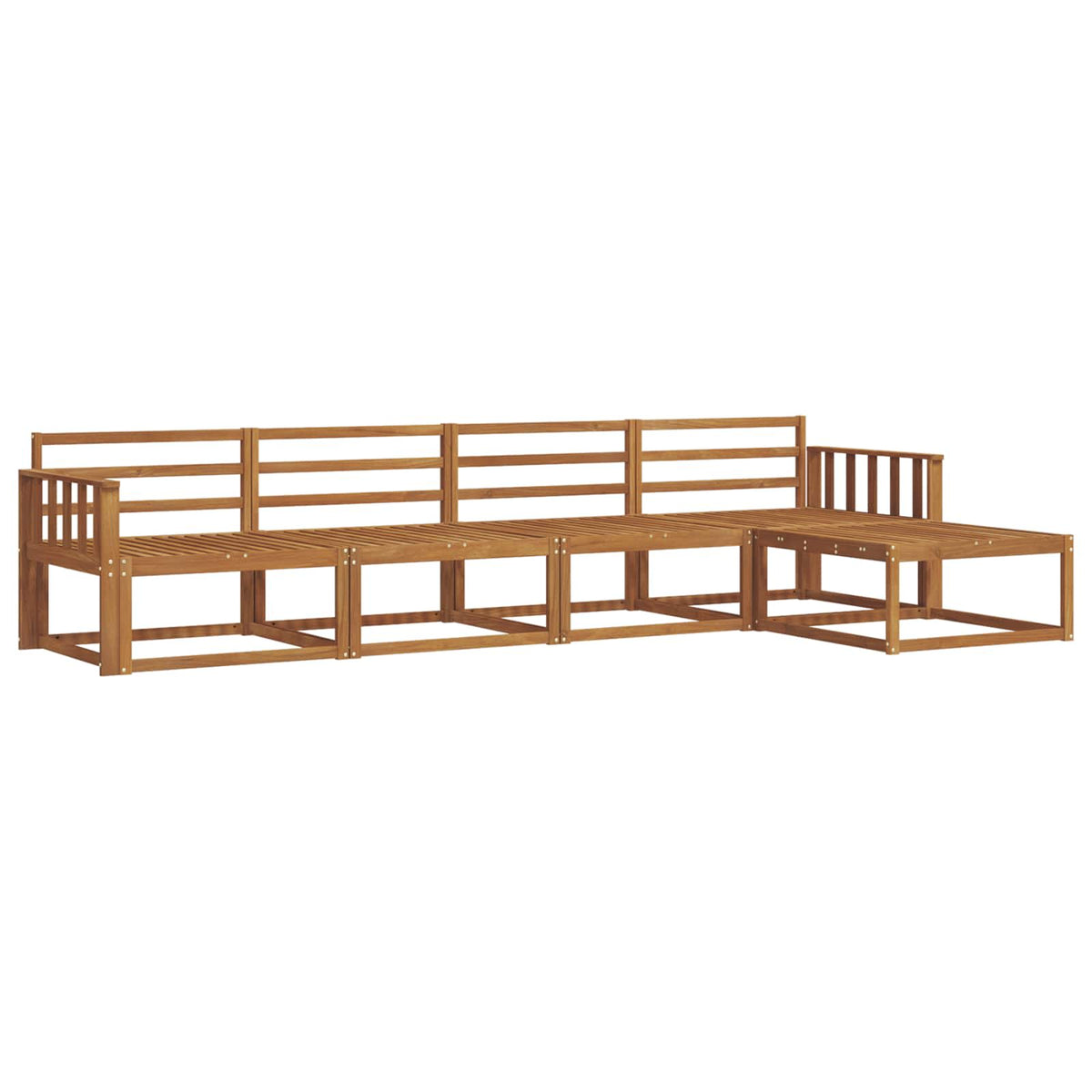 Set vanjskih sofa 5 kom. Prirodna Čvrsto drvo akacije Smeđa 329 x 162,5 x 73 cm
