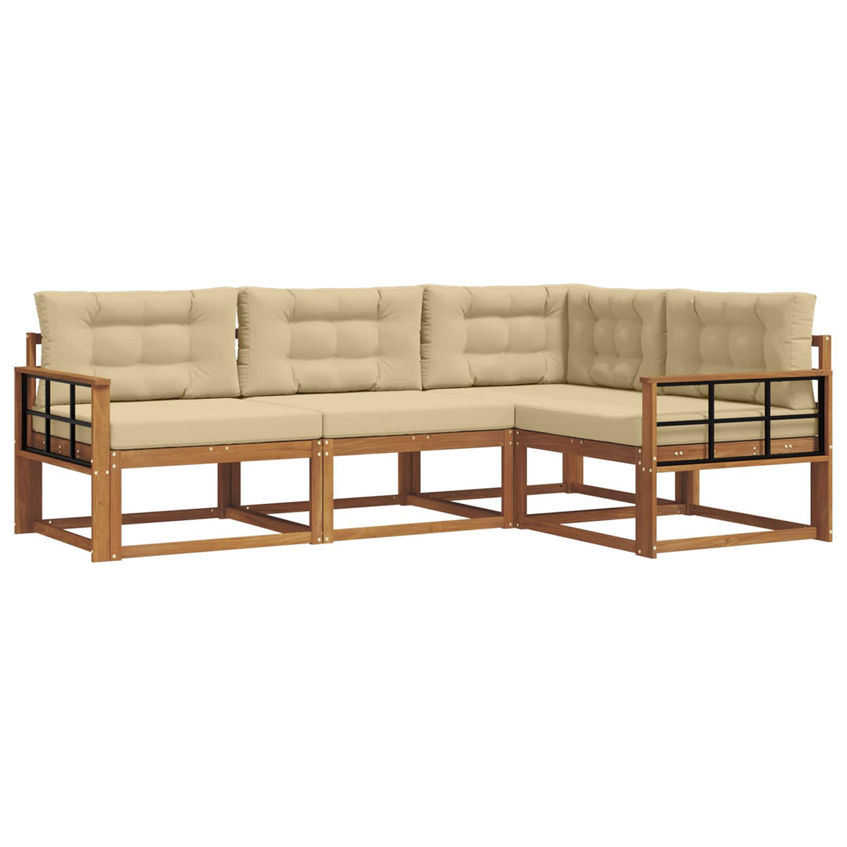 Set vanjskih sofa s jastukom 4 pcs Prirodna i bež