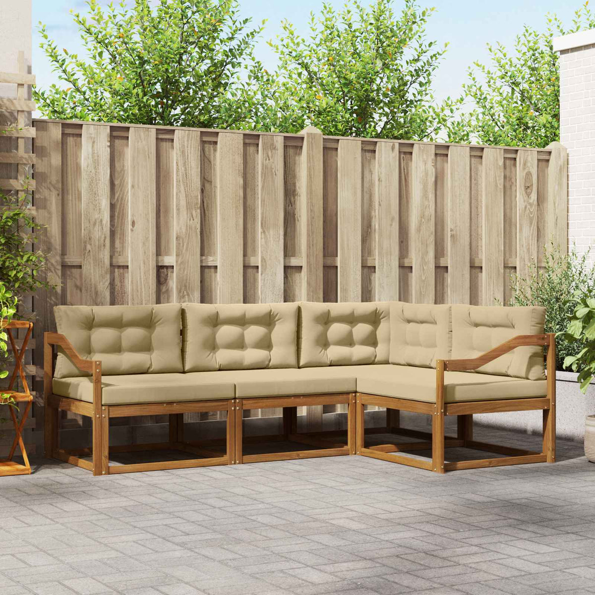Set vanjskih sofa 4 kom. Prirodna i bež Smeđa 245,5 x 166,5 x 73 cm