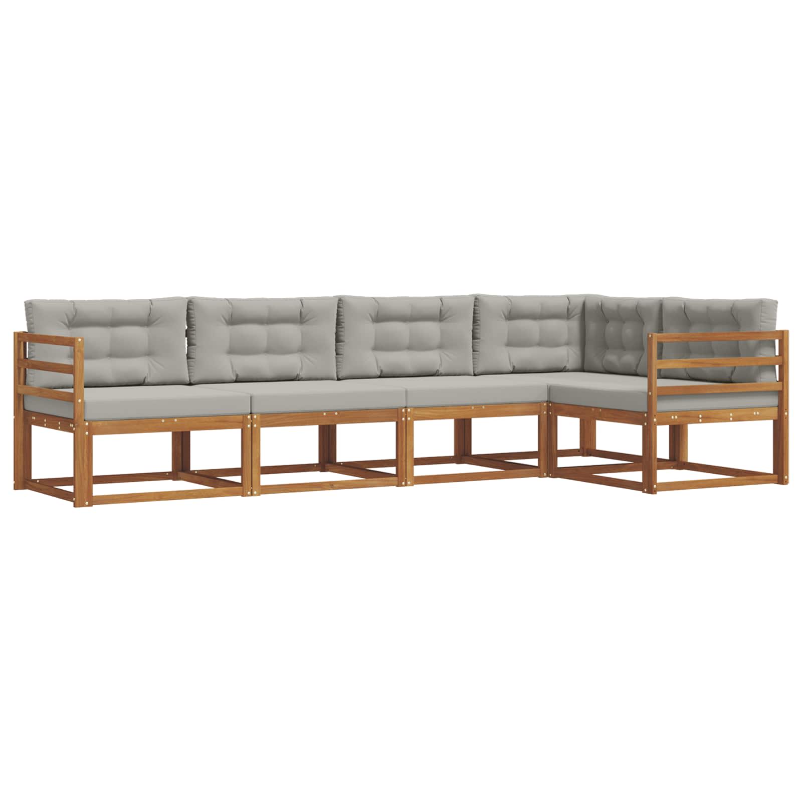 Set vanjskih sofa s jastukom 5 pcs Prirodna i svjetlosiva