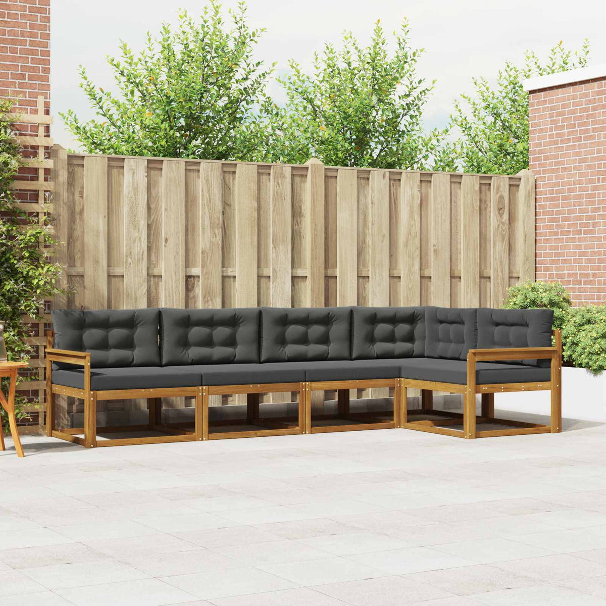 Set vanjskih sofa s jastukom 5 pcs Prirodna i antracit