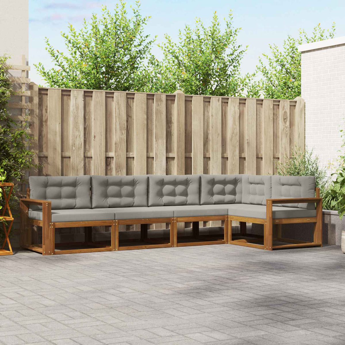 Set vanjskih sofa s jastukom 5 pcs Prirodna i svjetlosiva