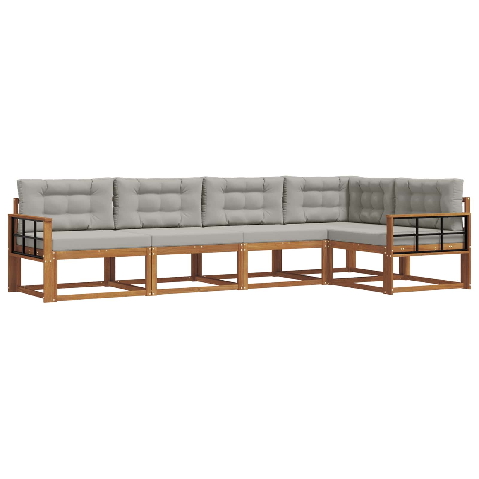 Set vanjskih sofa s jastukom 5 pcs Prirodna i svjetlosiva