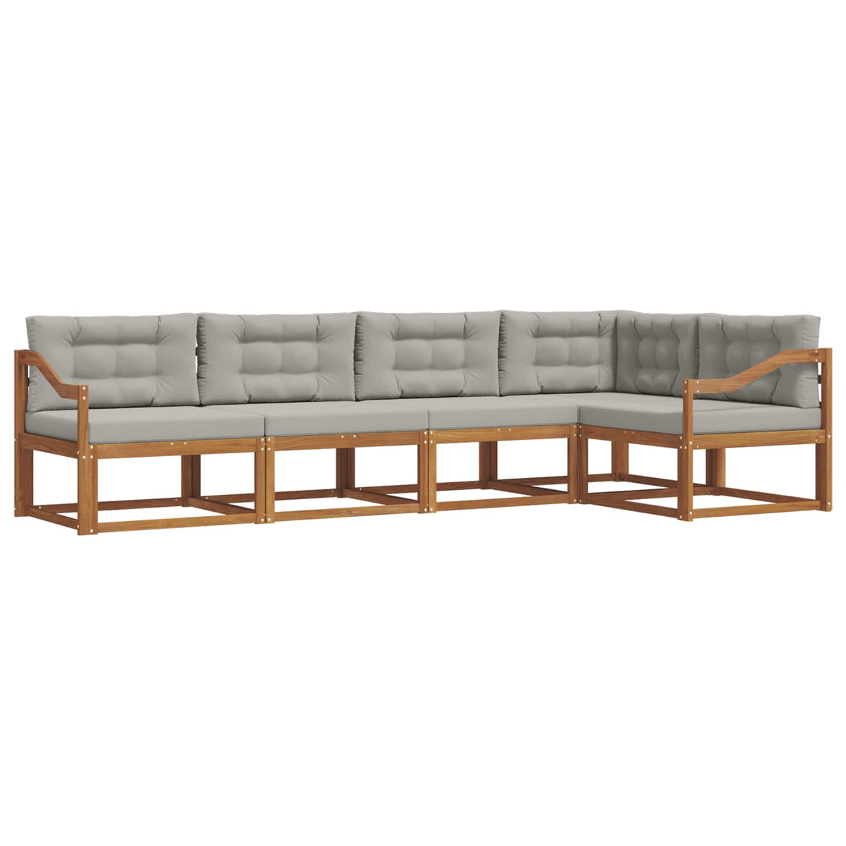 Set vanjskih sofa s jastukom 5 pcs Prirodna i svjetlosiva