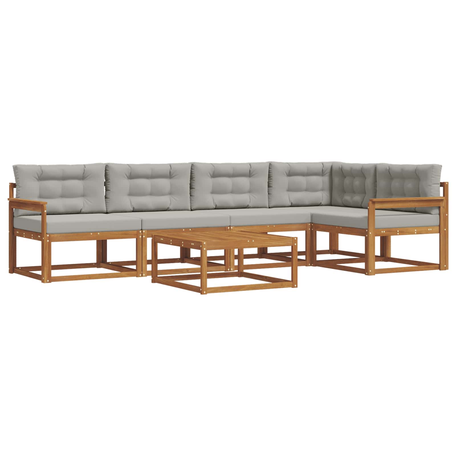 Set vanjskih sofa s jastukom 6 pcs Prirodna i svjetlosiva