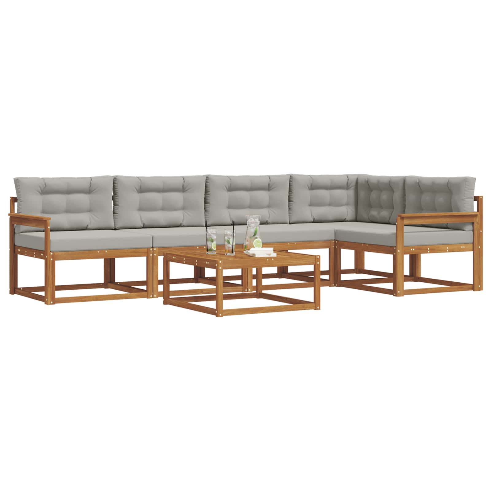 Set vanjskih sofa s jastukom 6 pcs Prirodna i svjetlosiva