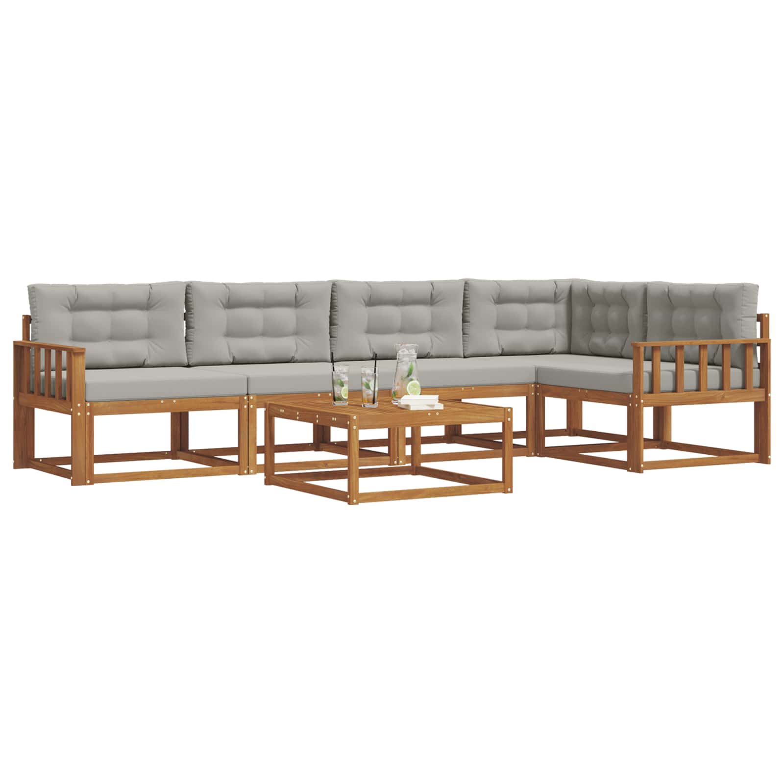 Set vanjskih sofa s jastukom 6 pcs Prirodna i svjetlosiva