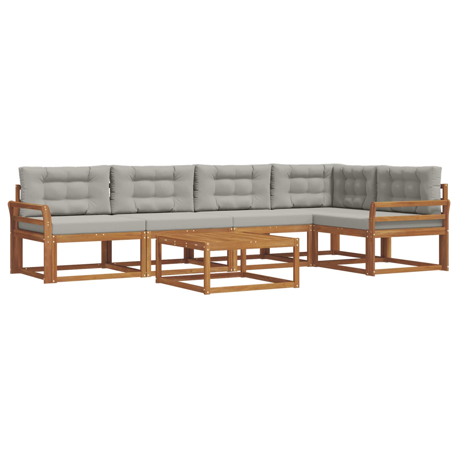 Set vanjskih sofa s jastukom 6 pcs Prirodna i svjetlosiva