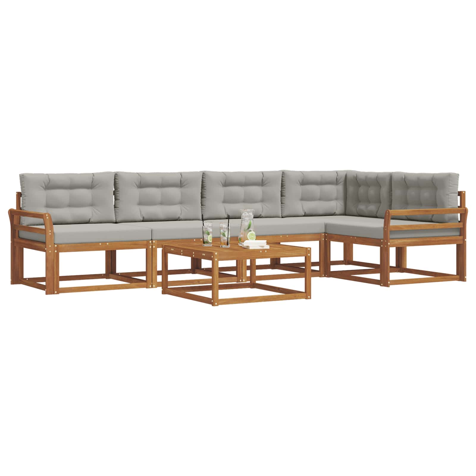 Set vanjskih sofa s jastukom 6 pcs Prirodna i svjetlosiva