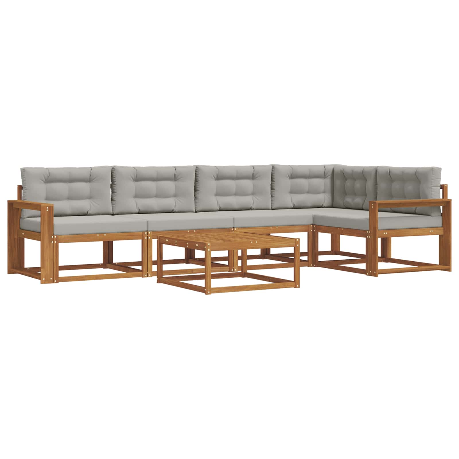 Set vanjskih sofa s jastukom 6 pcs Prirodna i svjetlosiva