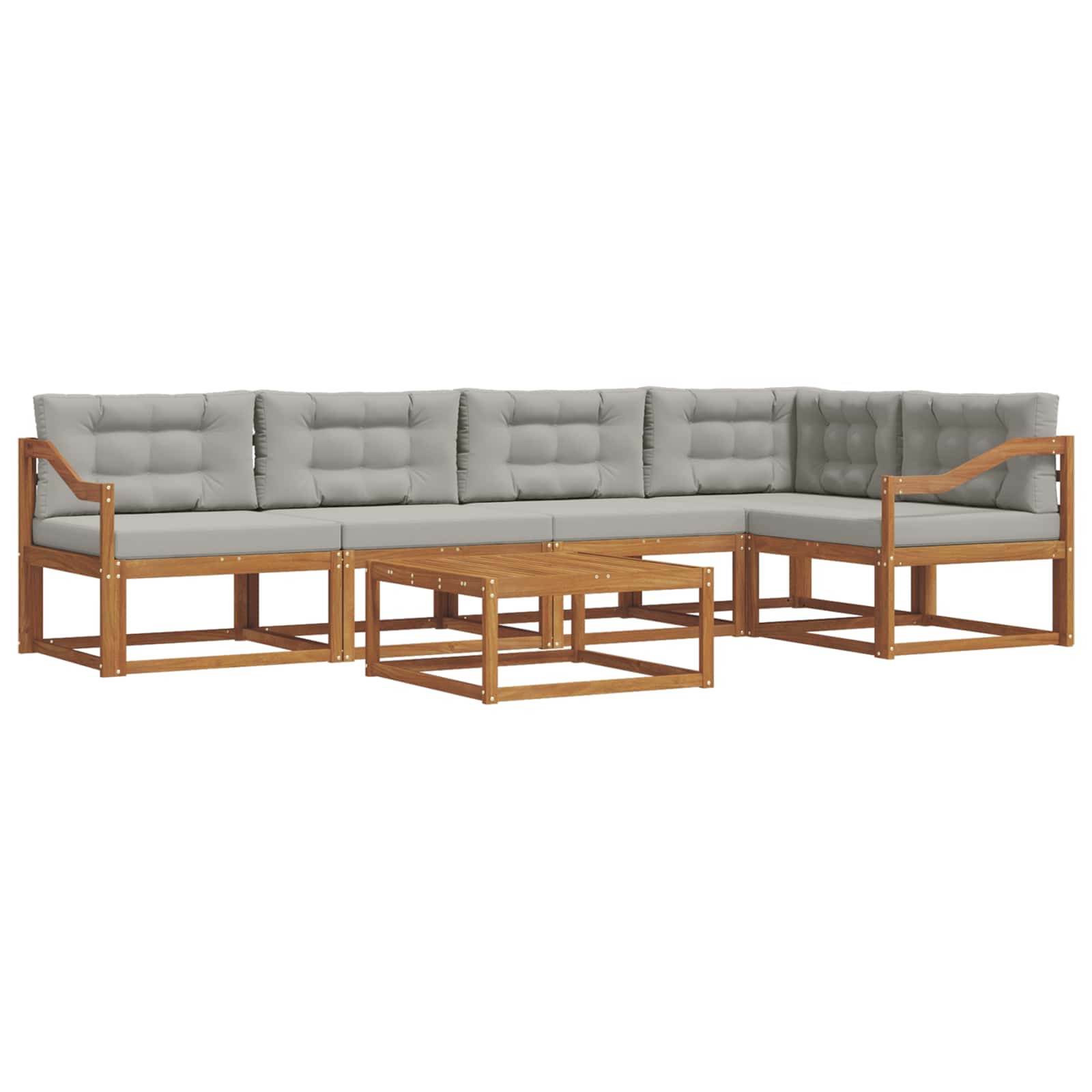Set vanjskih sofa s jastukom 6 pcs Prirodna i svjetlosiva