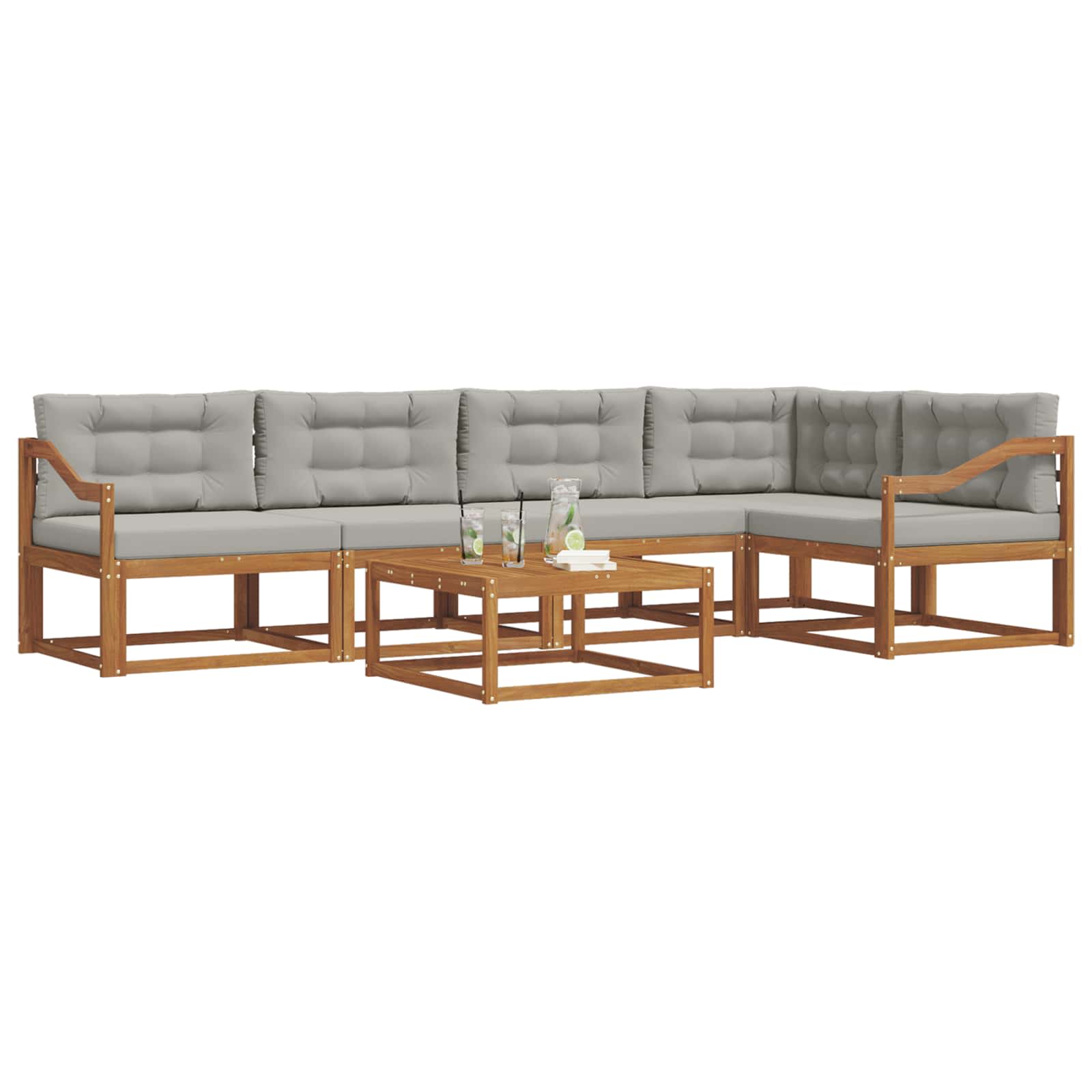 Set vanjskih sofa s jastukom 6 pcs Prirodna i svjetlosiva