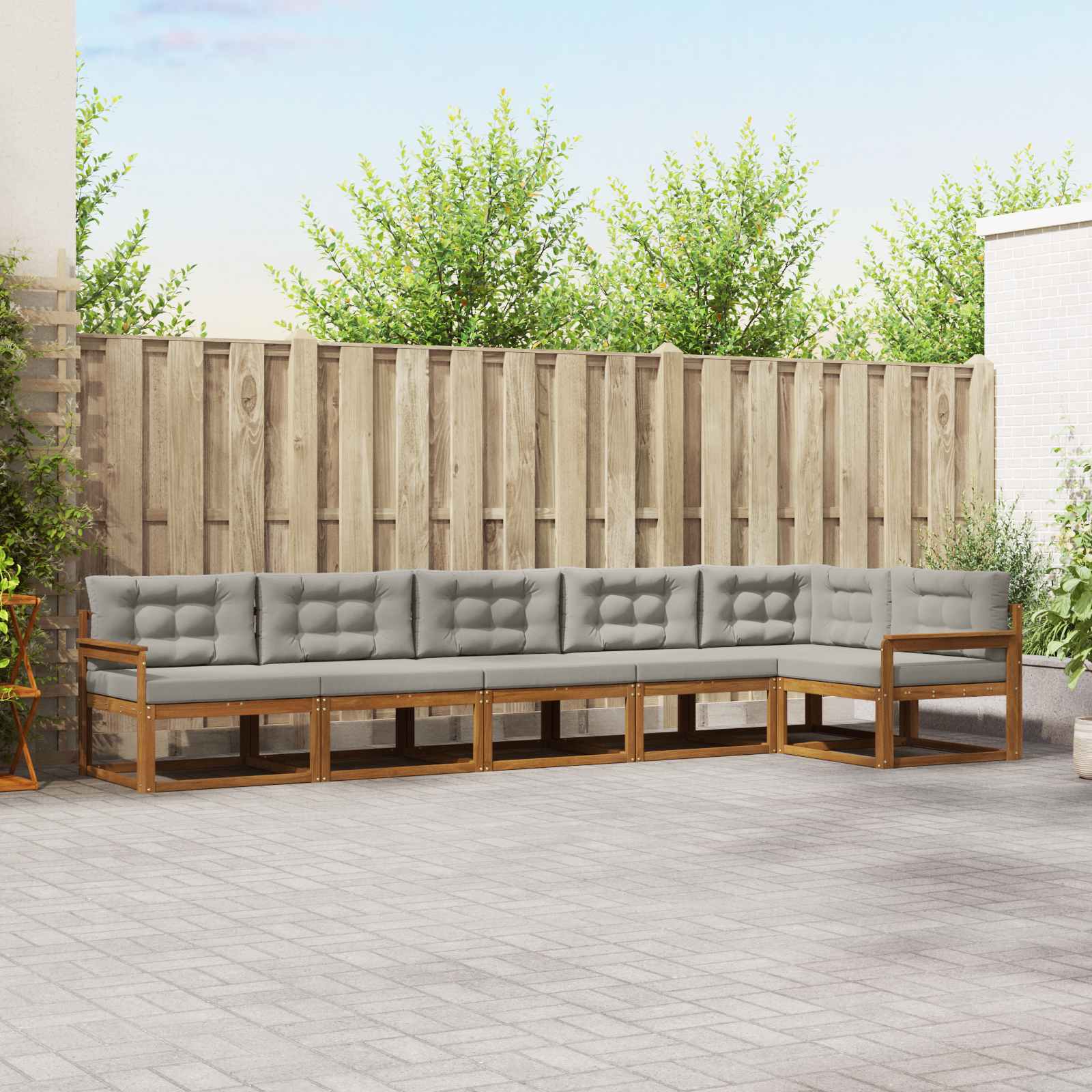 Set vanjskih sofa s jastukom 6 pcs Prirodna i svjetlosiva