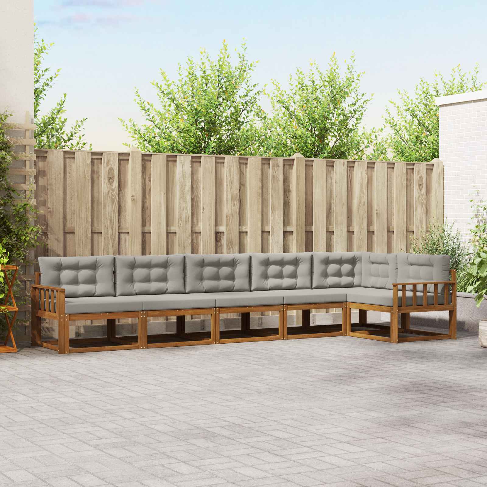 Set vanjskih sofa s jastukom 6 pcs Prirodna i svjetlosiva
