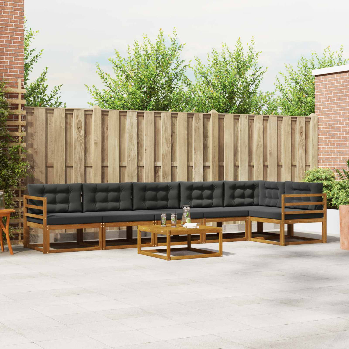 Set vanjskih sofa s jastukom 7 pcs Prirodna i antracit