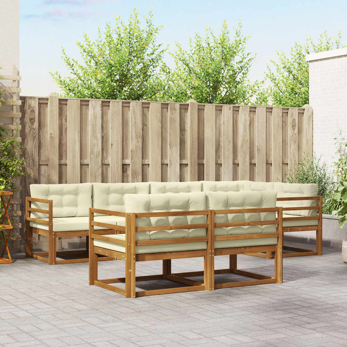 Set vanjskih sofa s jastukom 7 pcs Prirodna i krem