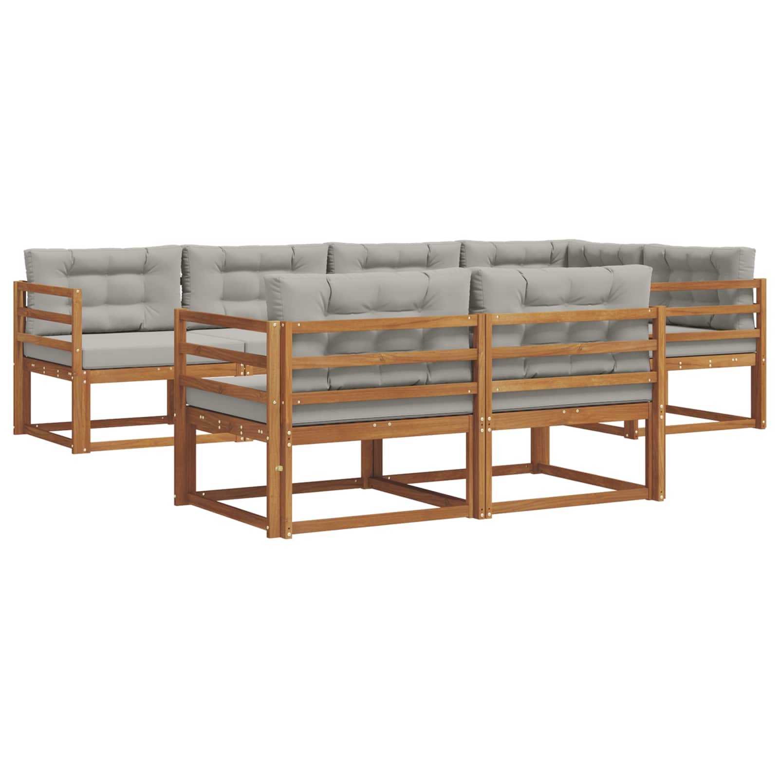 Set vanjskih sofa s jastukom 7 pcs Prirodna i svjetlosiva