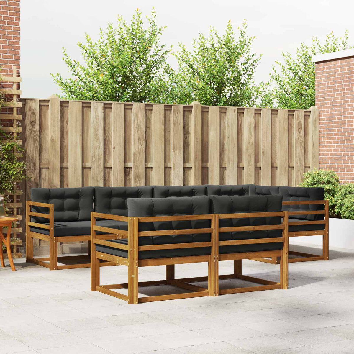 Set vanjskih sofa s jastukom 7 pcs Prirodna i antracit