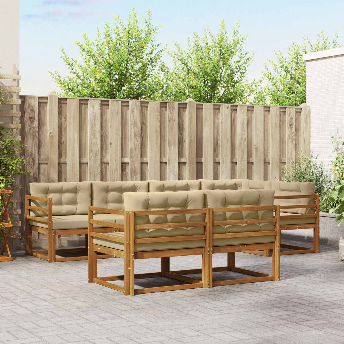 Set vanjskih sofa s jastukom 7 pcs Prirodna i bež