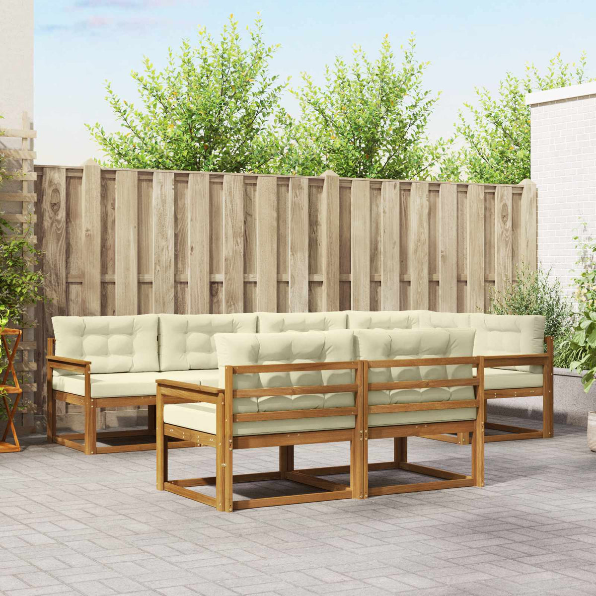 Set vanjskih sofa s jastukom 7 pcs Prirodna i krem