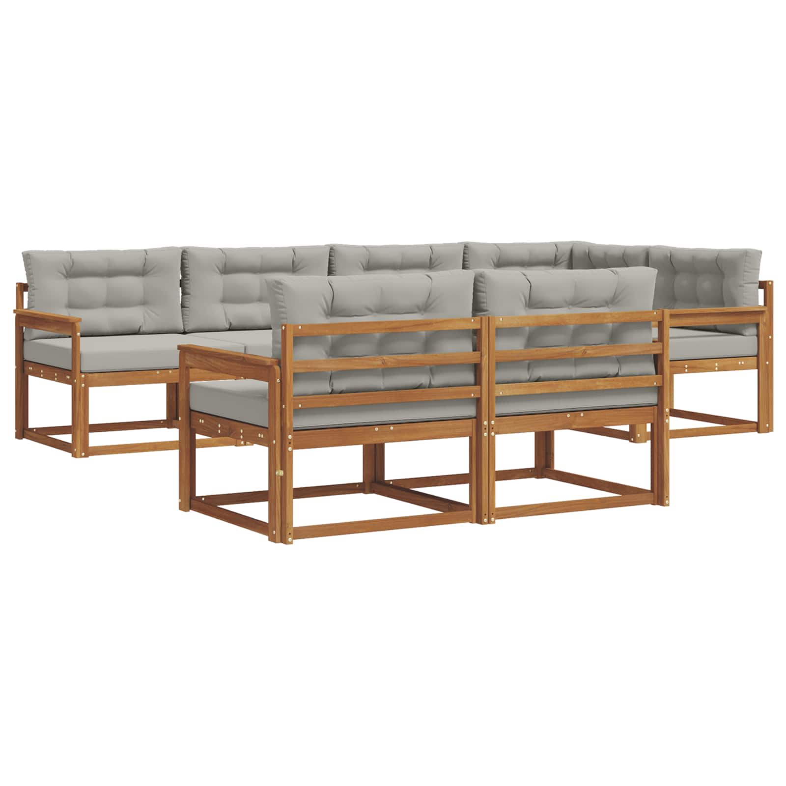 Set vanjskih sofa s jastukom 7 pcs Prirodna i svjetlosiva