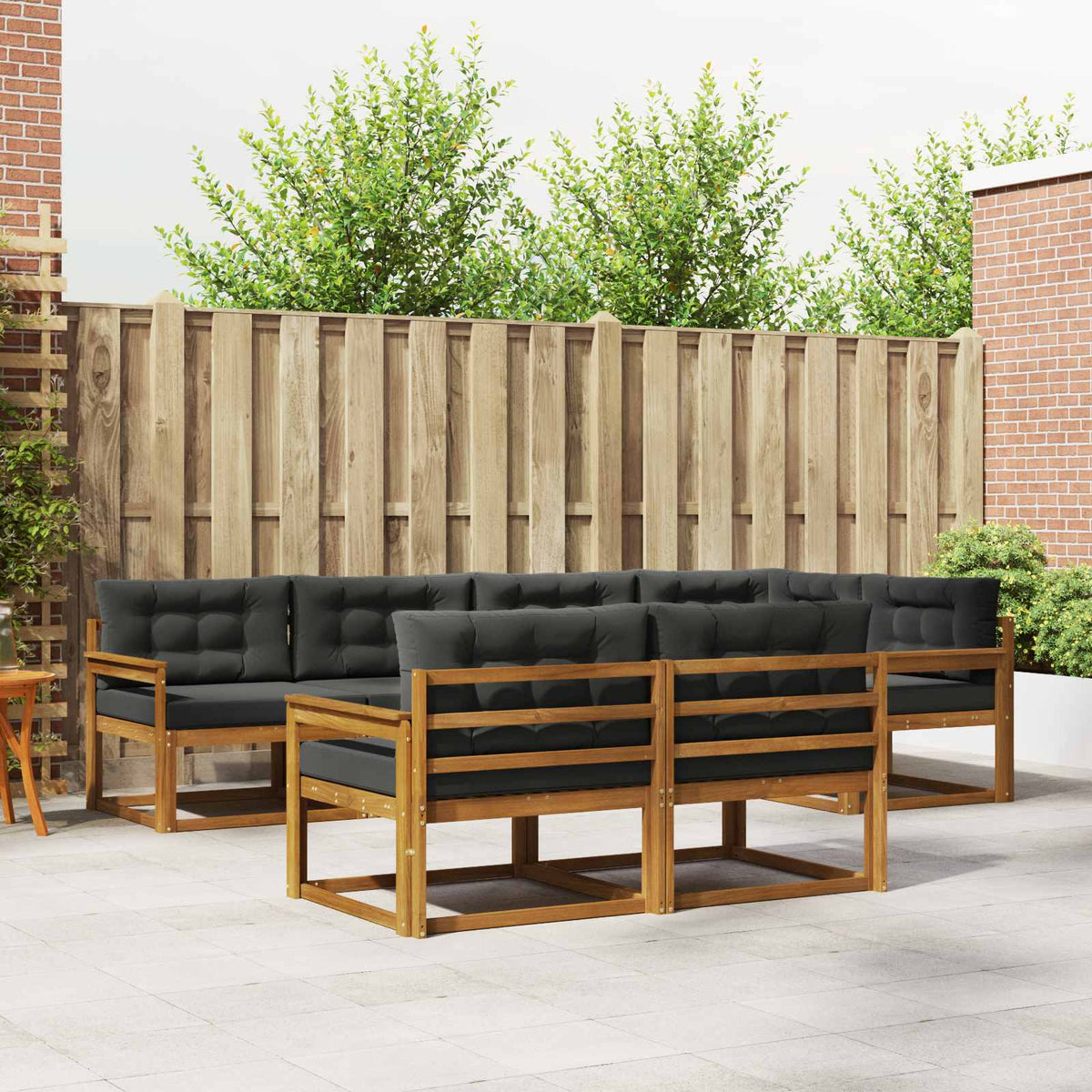 Set vanjskih sofa s jastukom 7 pcs Prirodna i antracit