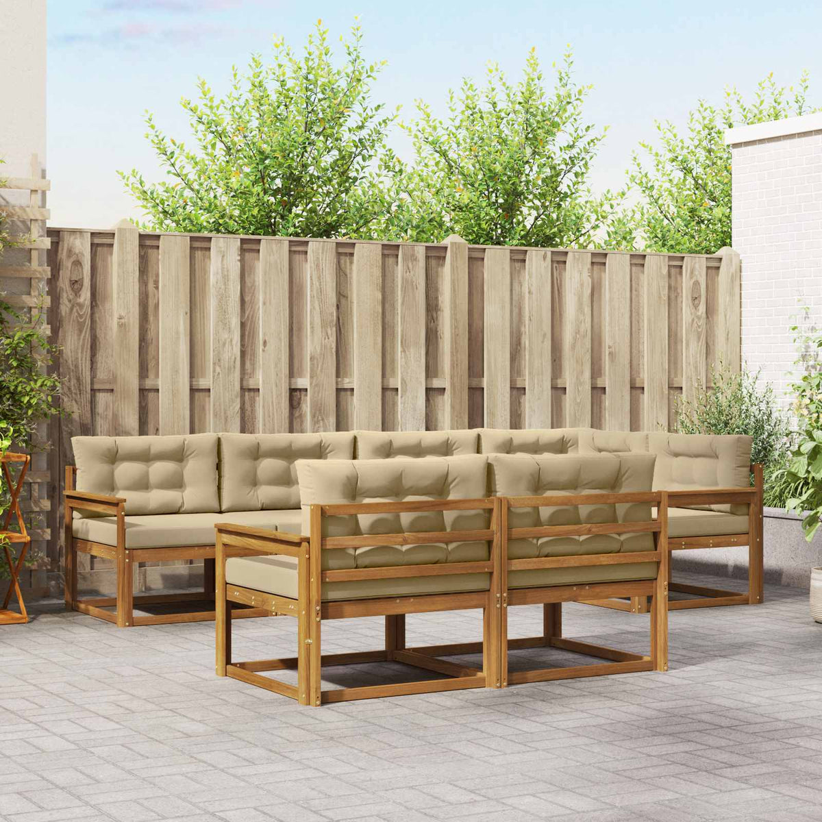 Set vanjskih sofa s jastukom 7 pcs Prirodna i bež
