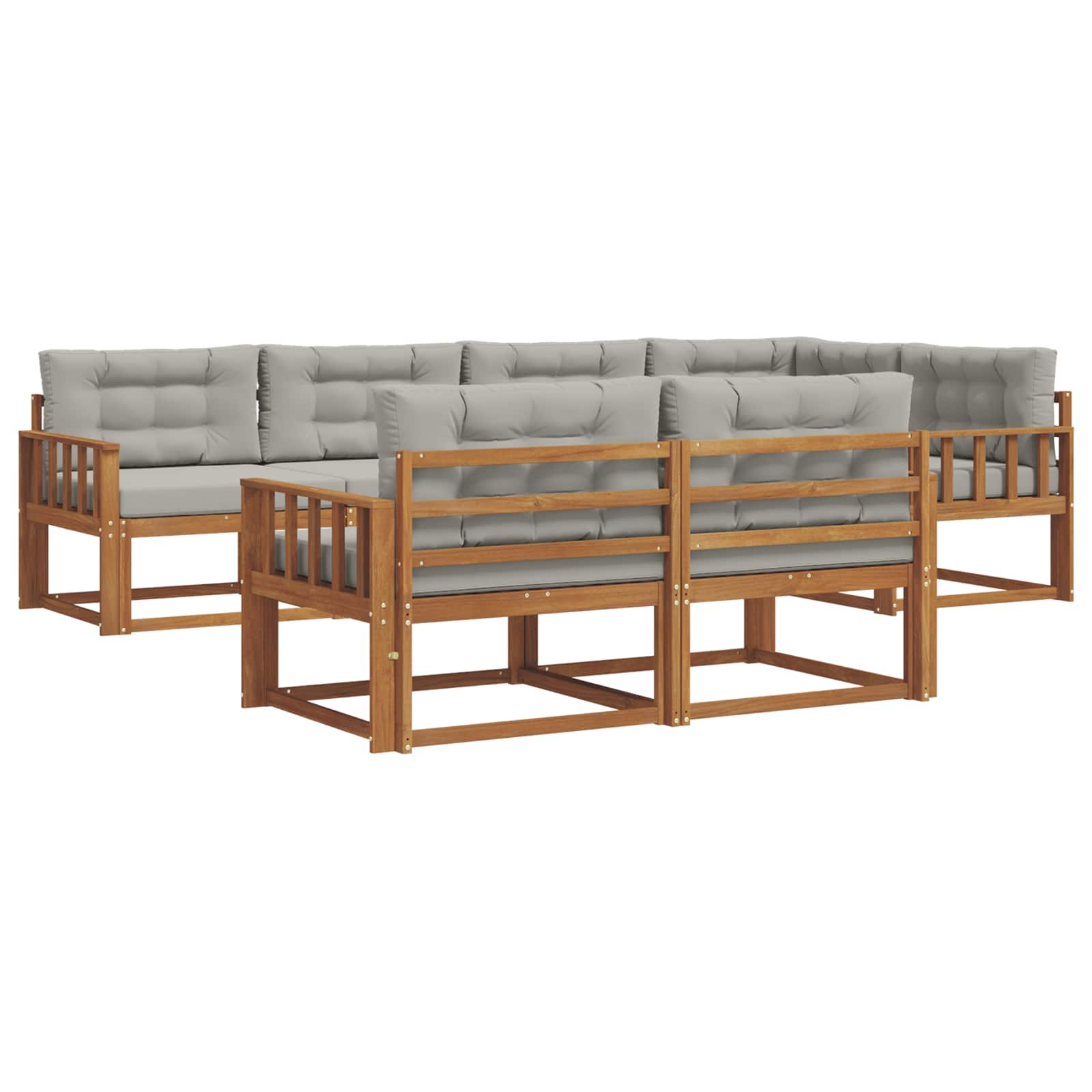 Set vanjskih sofa s jastukom 7 pcs Prirodna i svjetlosiva