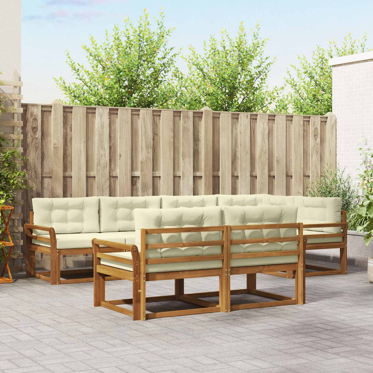 Set vanjskih sofa s jastukom 7 pcs Prirodna i krem
