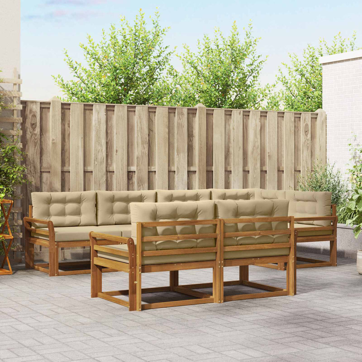 Set vanjskih sofa s jastukom 7 pcs Prirodna i bež