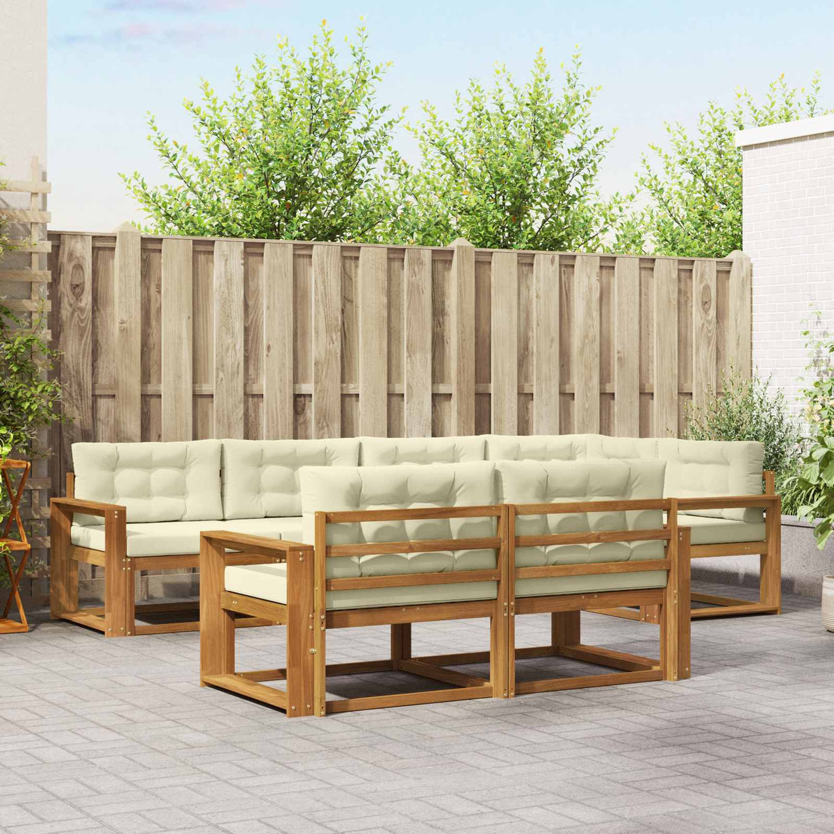 Set vanjskih sofa s jastukom 7 pcs Prirodna i krem