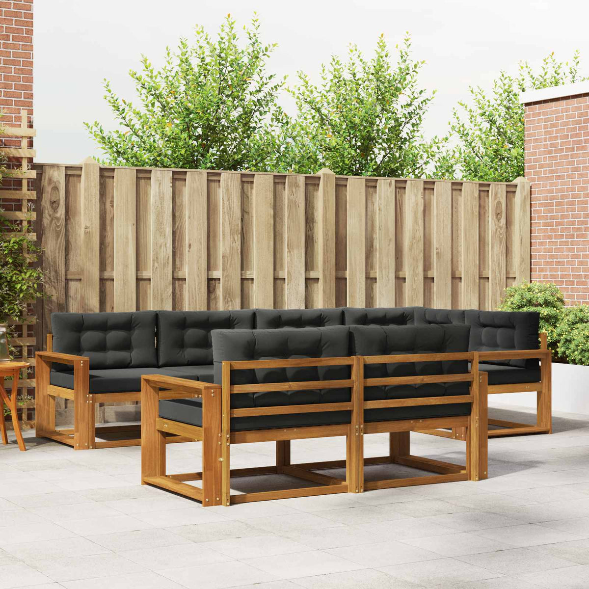 Set vanjskih sofa s jastukom 7 pcs Prirodna i antracit