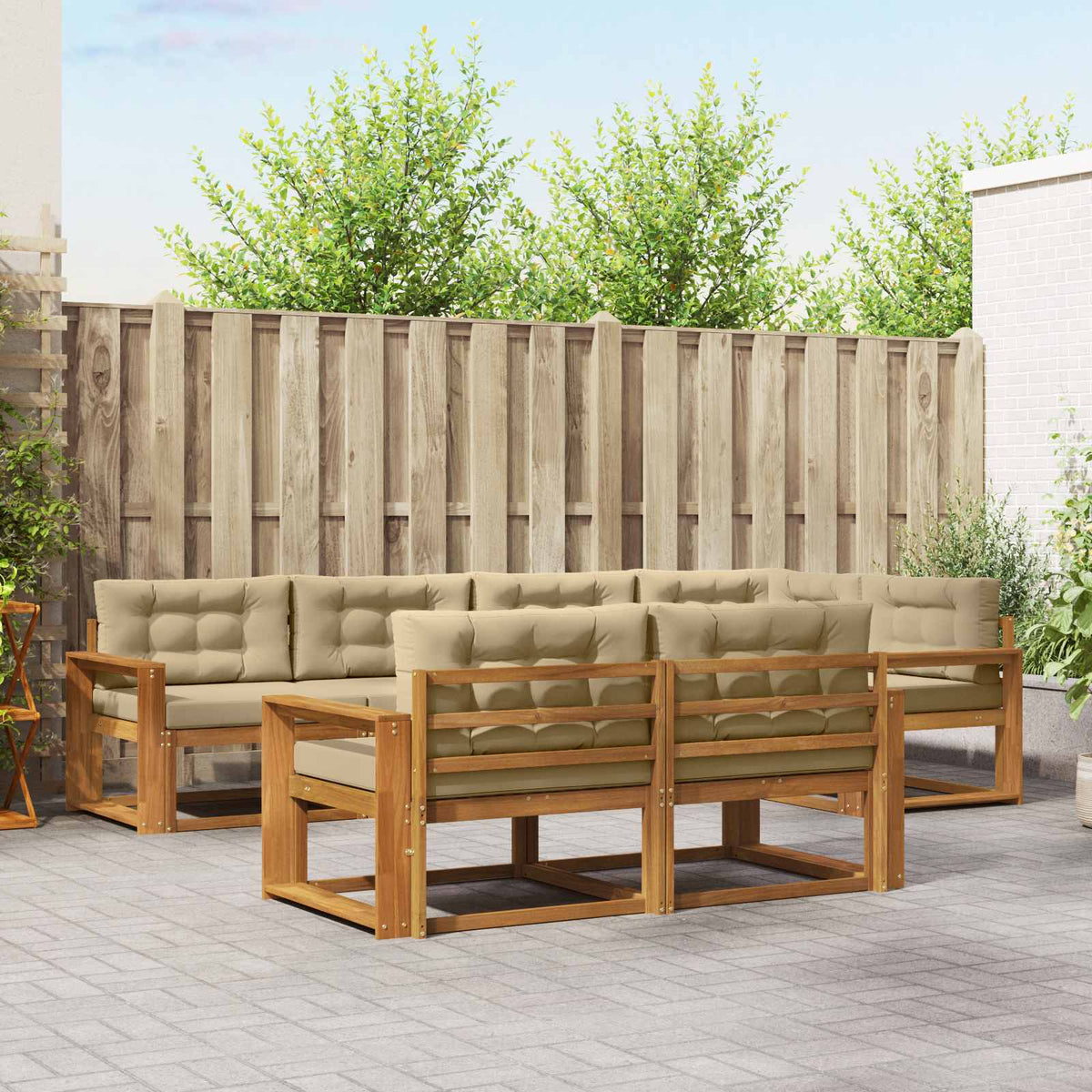 Set vanjskih sofa s jastukom 7 pcs Prirodna i bež
