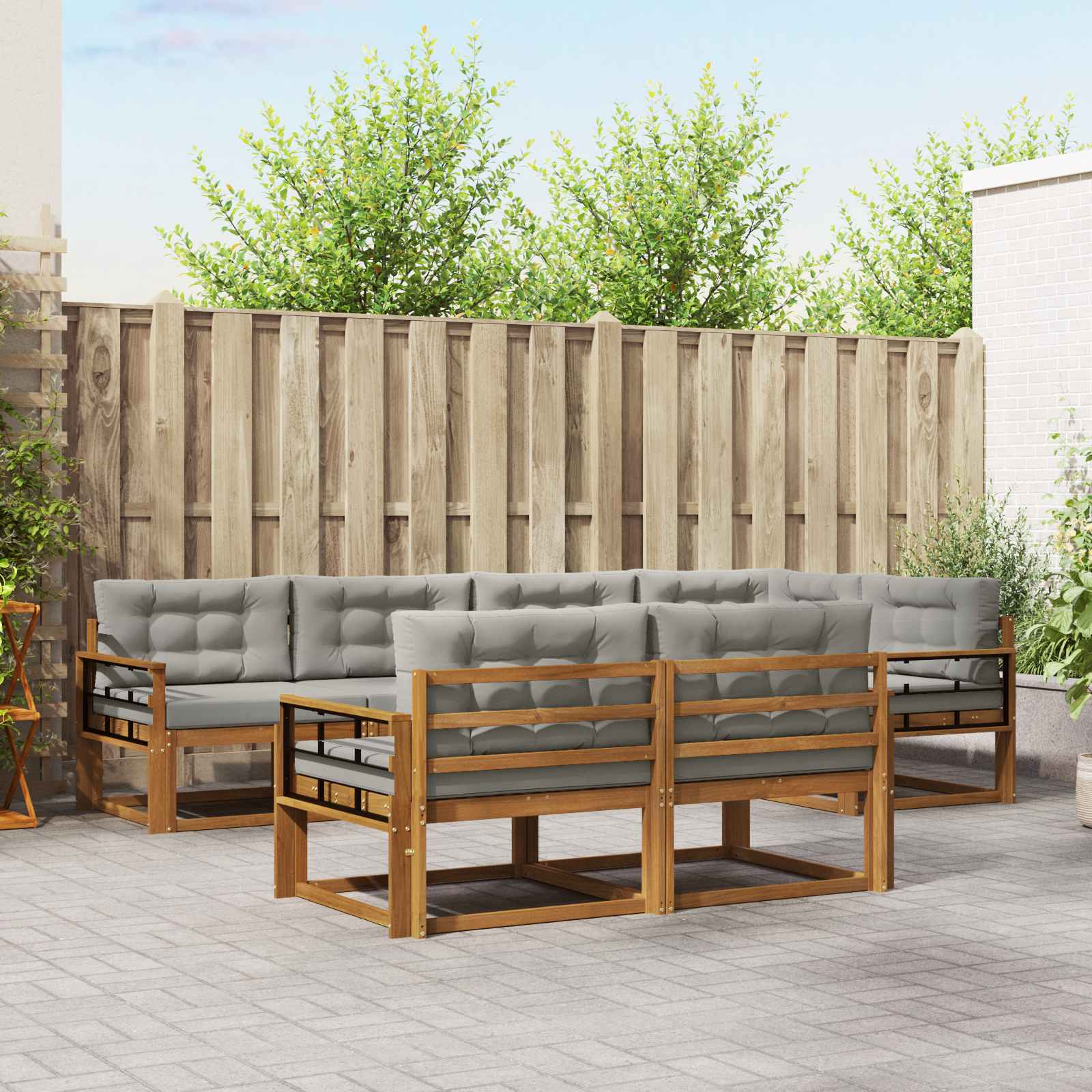 Set vanjskih sofa s jastukom 7 pcs Prirodna i svjetlosiva
