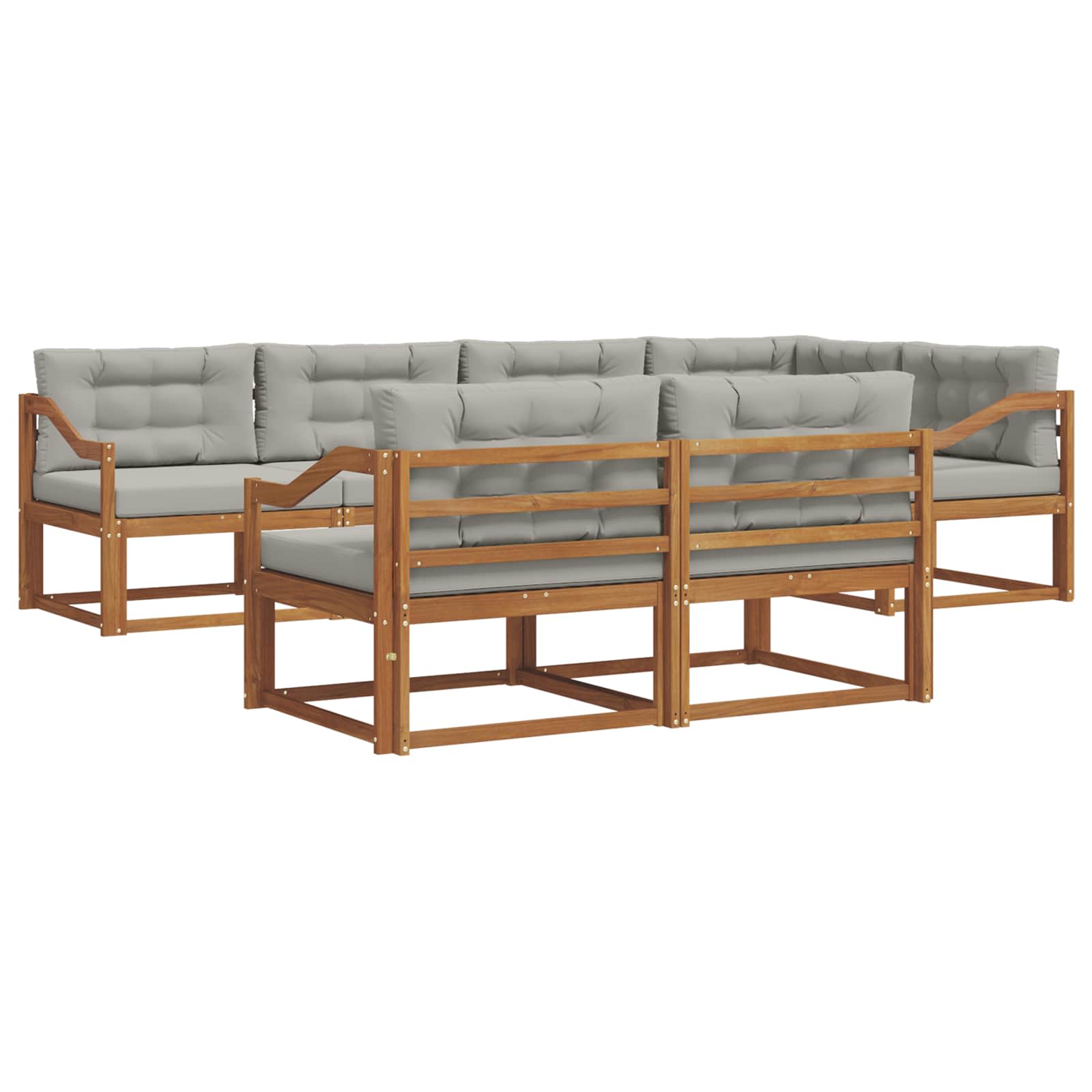 Set vanjskih sofa s jastukom 7 pcs Prirodna i svjetlosiva